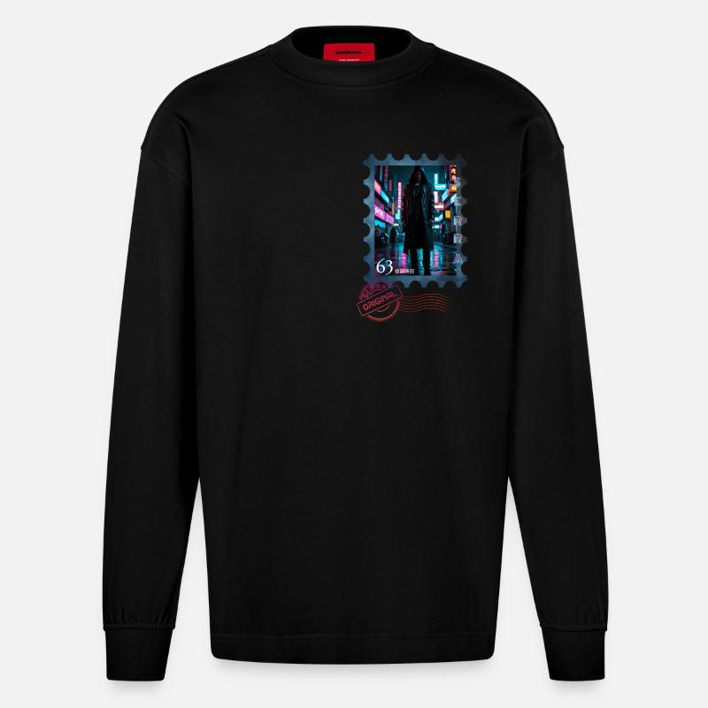 SERRA Future Stamp - Heavyweight Oversized Organic Langarmshirt Made in EU - SOLID BLACK