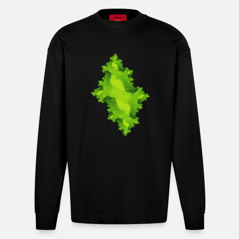 fraktal gruen - Heavyweight Oversized Organic Langarmshirt Made in EU - SOLID BLACK