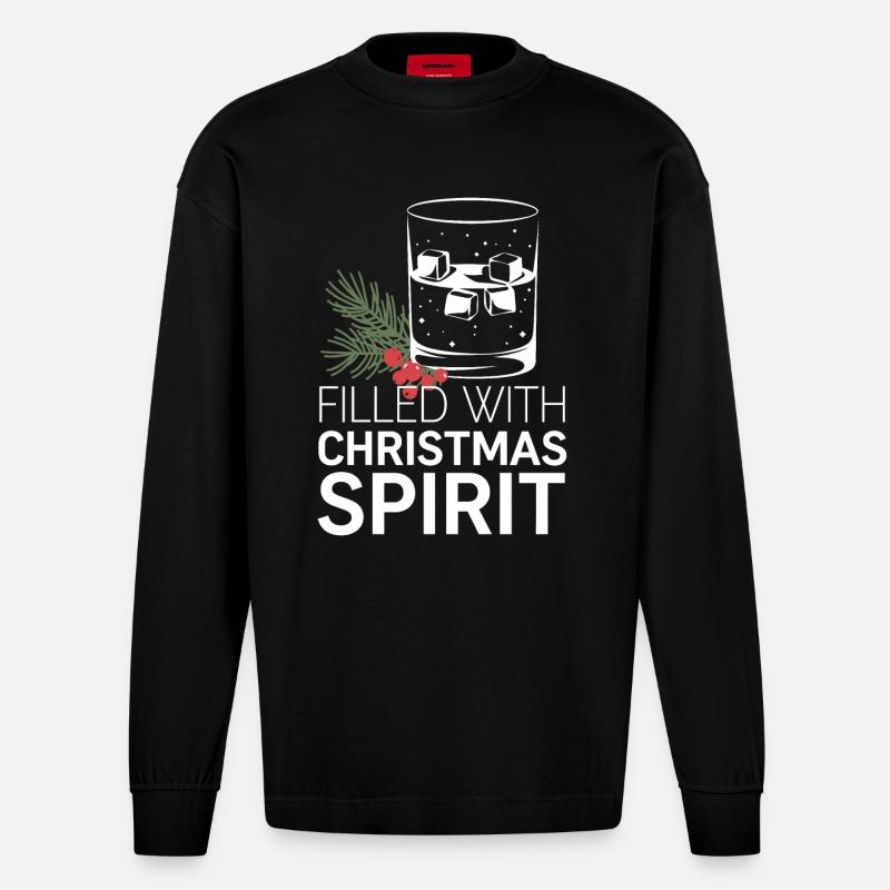 Rempli d’ de Noël - Manches longues bio épais oversize fabriqué en UE - SOLID BLACK