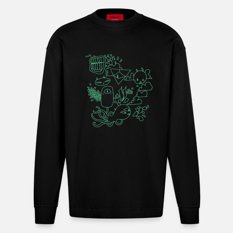 Grumpy Kaninchen - Heavyweight Oversized Organic Langarmshirt Made in EU - SOLID BLACK