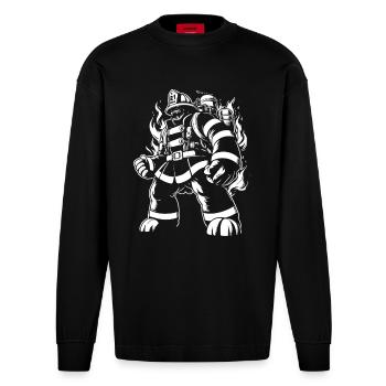 Pompier monstre - Manches longues bio épais oversize fabriqué en UE - SOLID BLACK - Devant