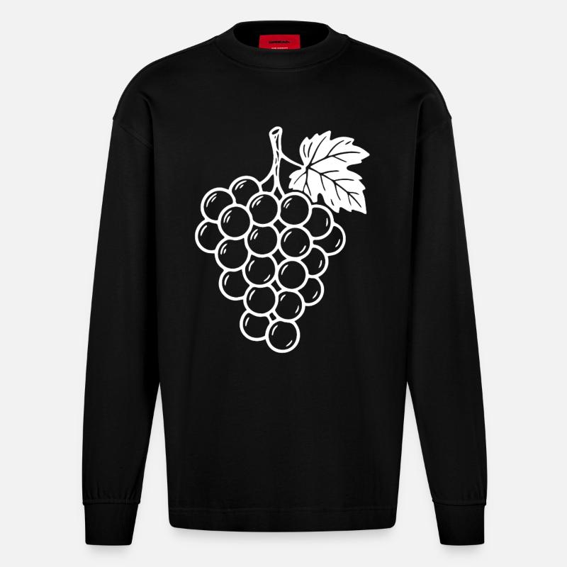 Weintrauben Design – Fruchtig & Stilvoll - Heavyweight Oversized Organic Langarmshirt Made in EU - SOLID BLACK