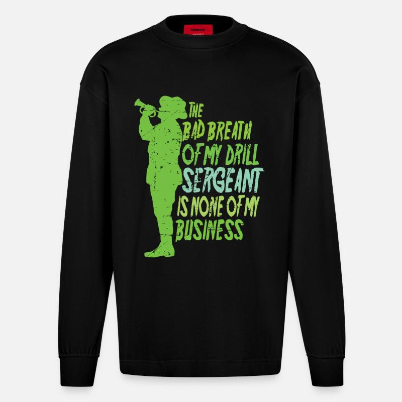 Drill Sergeant - Heavyweight Oversized Organic Langarmshirt Made in EU - SOLID BLACK