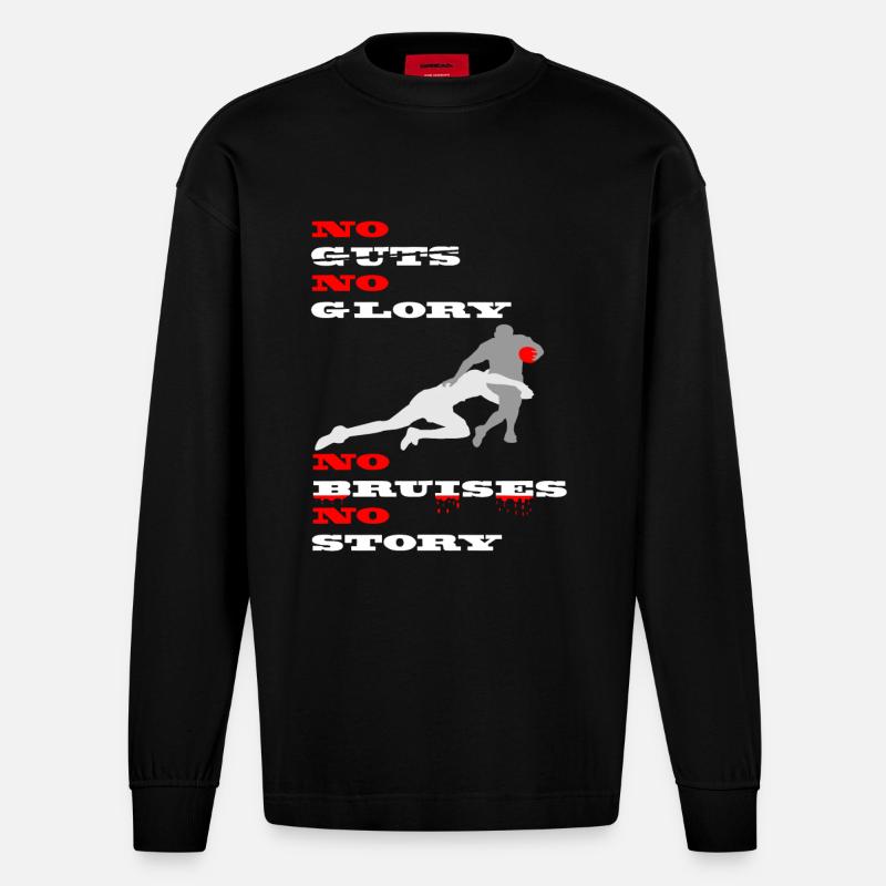 No guts no glory - Heavyweight Oversized Organic Langarmshirt Made in EU - SOLID BLACK