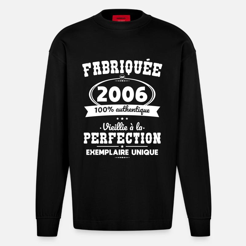 Hergestellt 2006 – Perfekt gereift - Heavyweight Oversized Organic Langarmshirt Made in EU - SOLID BLACK