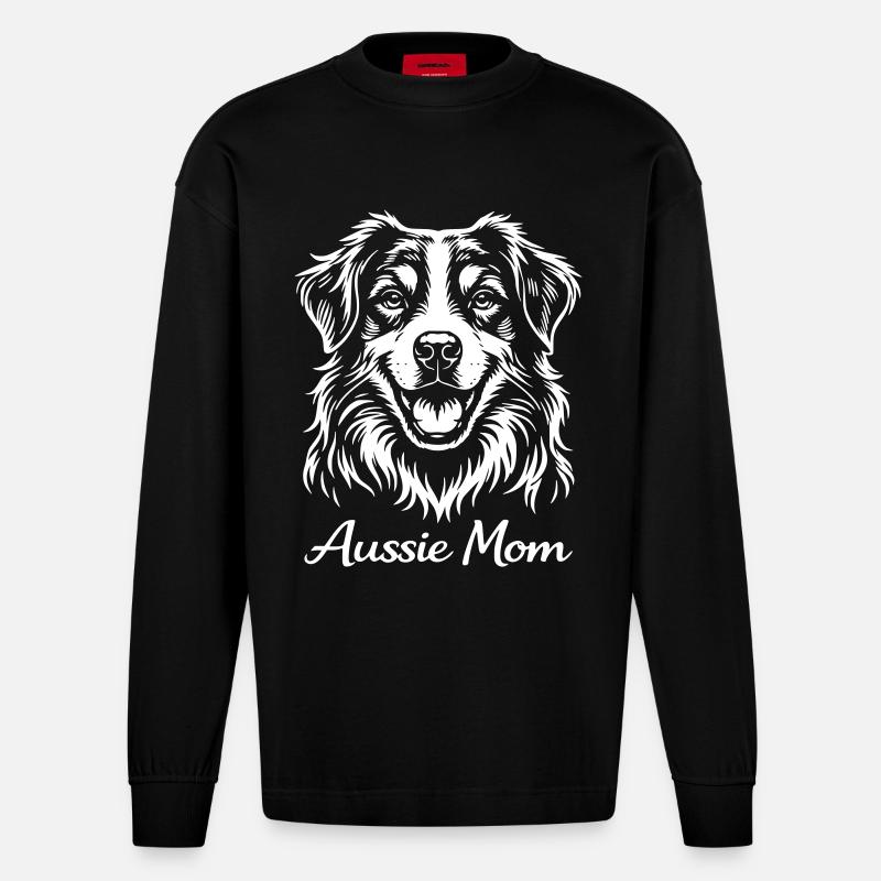 Aussie Mom - Heavyweight Oversized Organic Langarmshirt Made in EU - SOLID BLACK