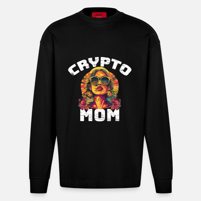 Bitcoin Mama - Manches longues bio épais oversize fabriqué en UE - SOLID BLACK