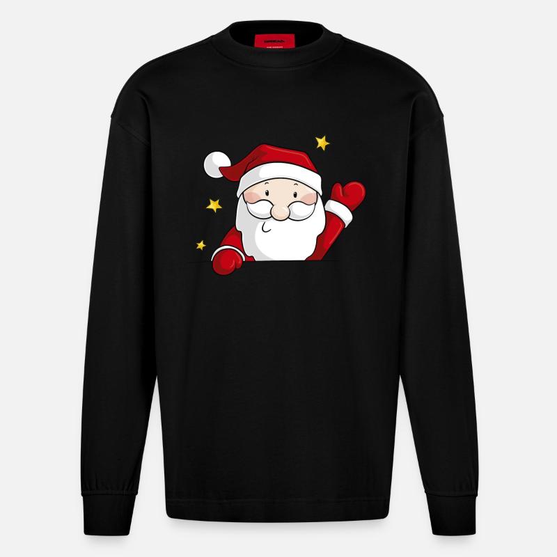 Comic Weihnachtsmann - Heavyweight Oversized Organic Langarmshirt Made in EU - SOLID BLACK