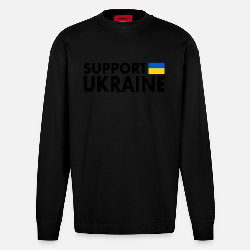 Support ukraine - Heavyweight Oversized Organic Langarmshirt Made in EU - SOLID BLACK