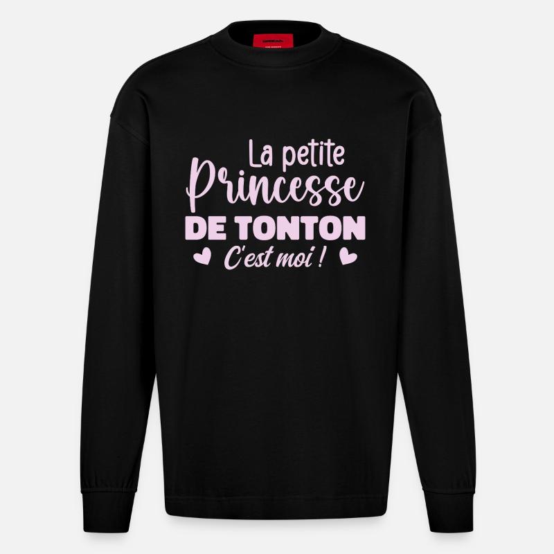 La petite princesse de tonton - Manches longues bio épais oversize fabriqué en UE - SOLID BLACK