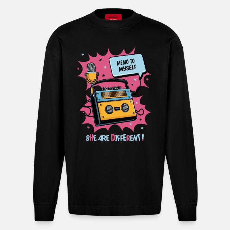 Sie sind anders ! - Heavyweight Oversized Organic Langarmshirt Made in EU - SOLID BLACK