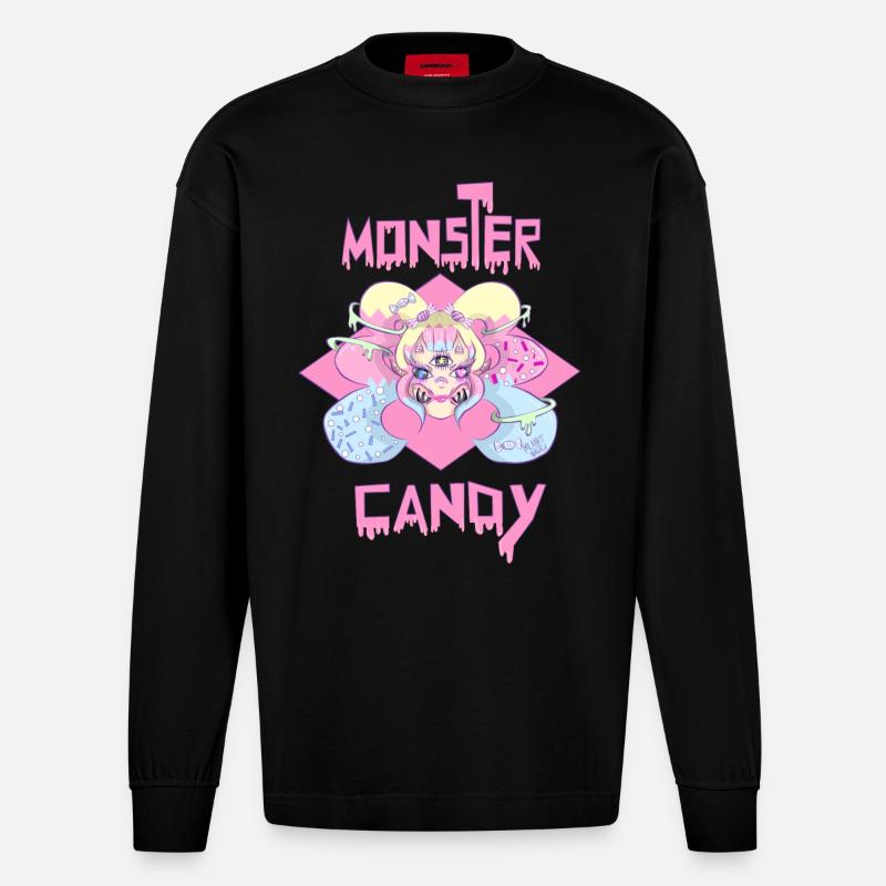 Monster Candy - Manches longues bio épais oversize fabriqué en UE - SOLID BLACK