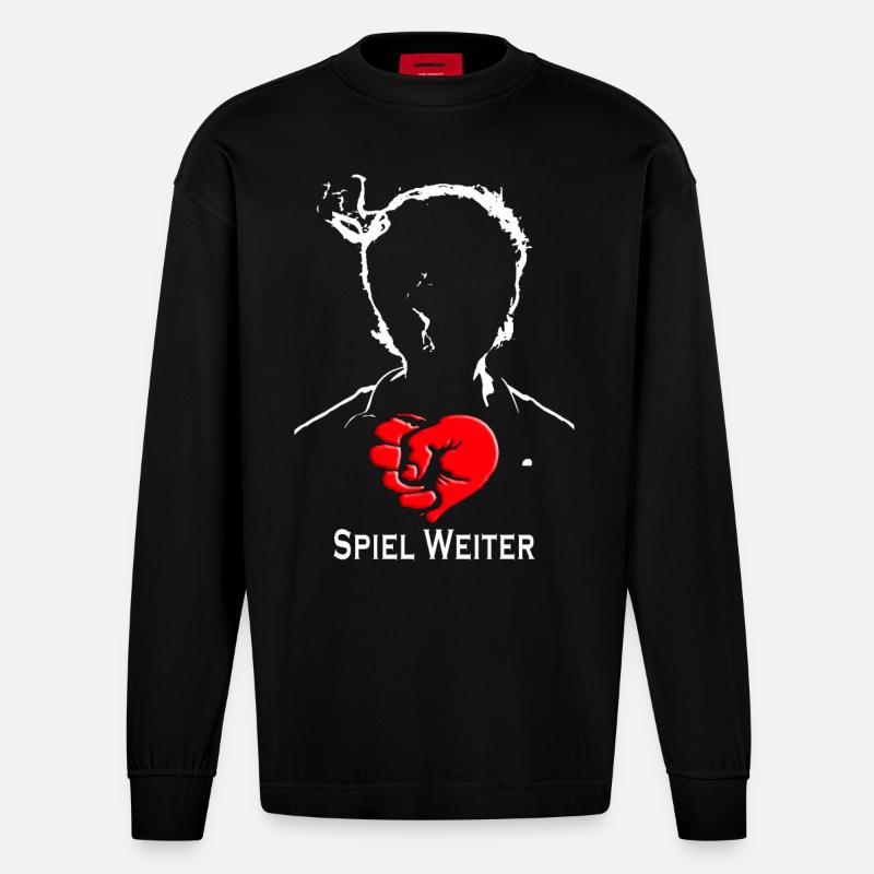 Spiel Weiter Grafik - Heavyweight Oversized Organic Langarmshirt Made in EU - SOLID BLACK