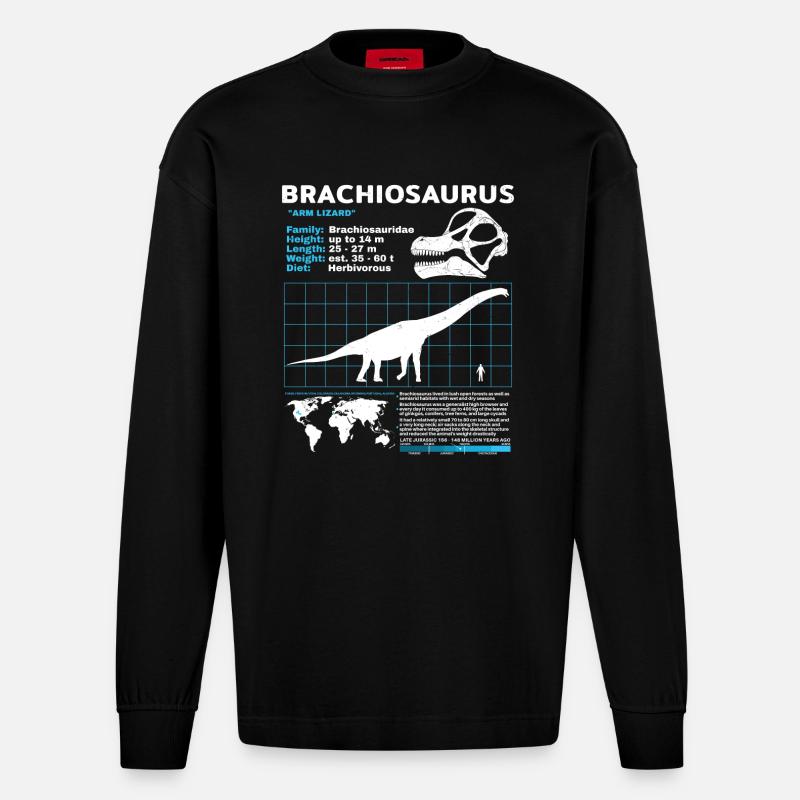 Fiche technique de Brachiosaurus - Manches longues bio épais oversize fabriqué en UE - SOLID BLACK