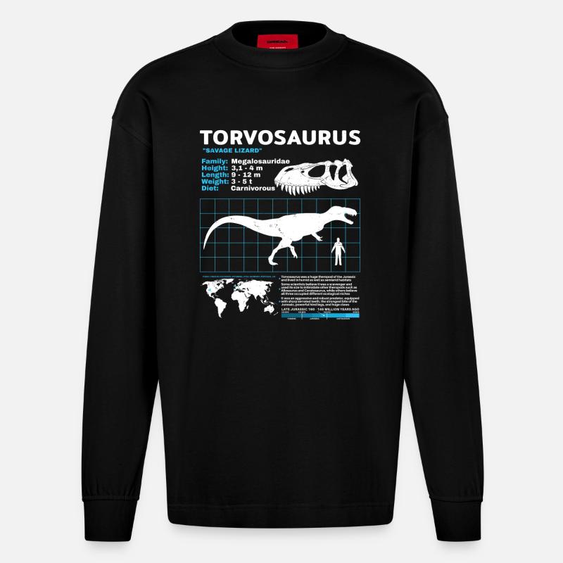 Torvosaurus Datasheet - Heavyweight Oversized Organic Longsleeve Shirt Made in EU - SOLID BLACK