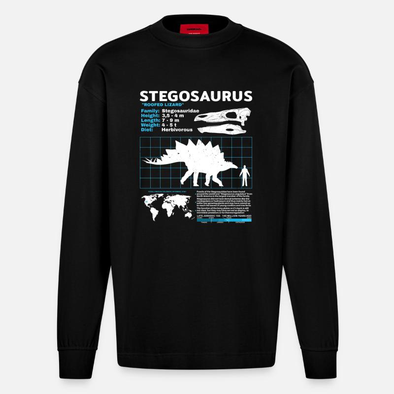 Fiche technique de Stegosaurus - Manches longues bio épais oversize fabriqué en UE - SOLID BLACK