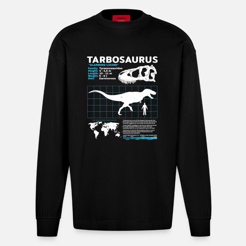 Tarbosaurus fact sheet - Heavyweight Oversized Organic Langarmshirt Made in EU - SOLID BLACK