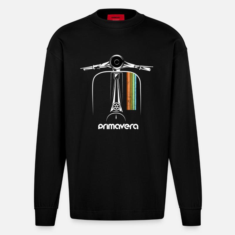 Motorroller Roller Primavera - Heavyweight Oversized Organic Langarmshirt Made in EU - SOLID BLACK