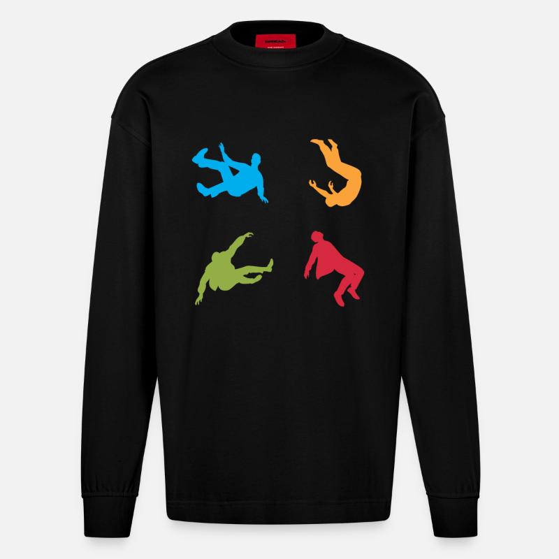 Parkour Traceur Freerunner - Manches longues bio épais oversize fabriqué en UE - SOLID BLACK
