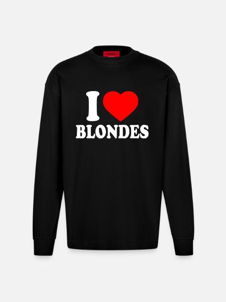 I love blondes - Heavyweight Oversized Organic Longsleeve Shirt Made in EU - SOLID BLACK