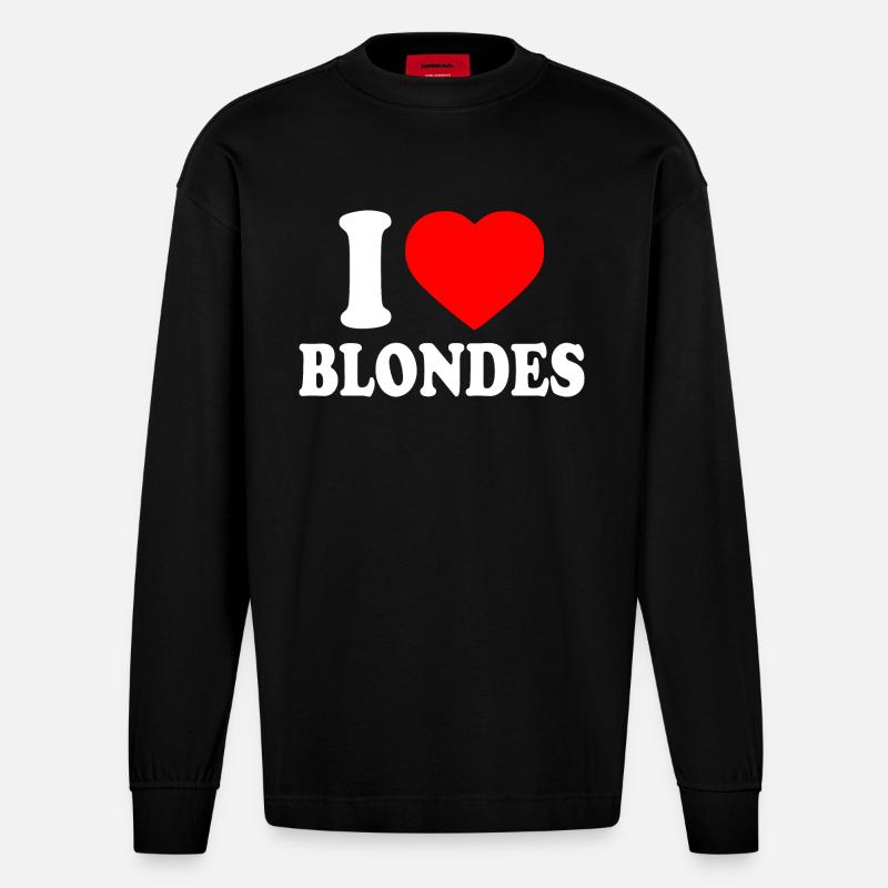 I love blondes - Manches longues bio épais oversize fabriqué en UE - SOLID BLACK
