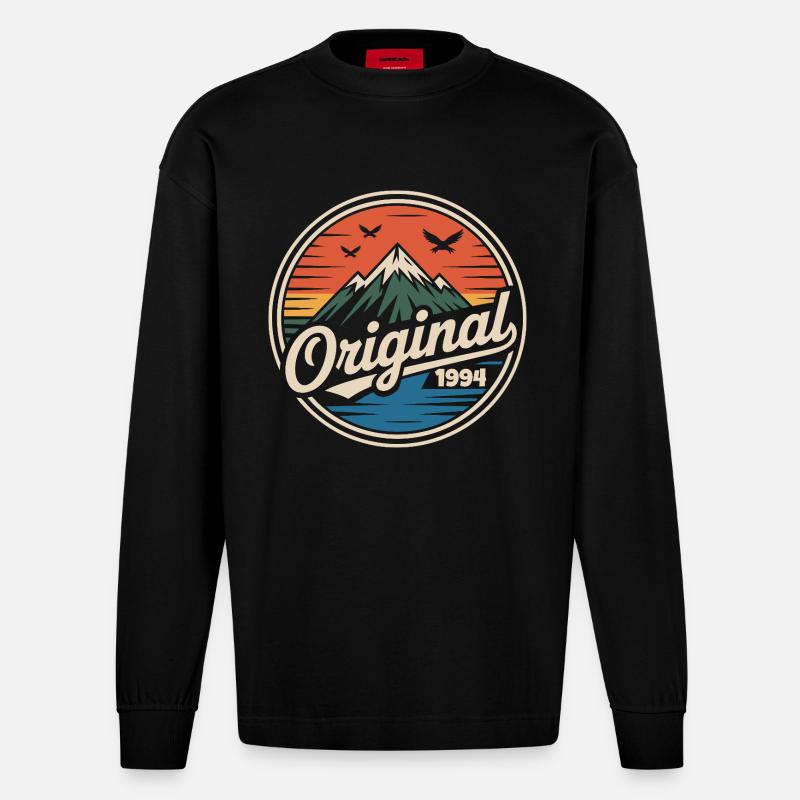 Original-Retro-Jubiläum von 1994 - Heavyweight Oversized Organic Langarmshirt Made in EU - SOLID BLACK