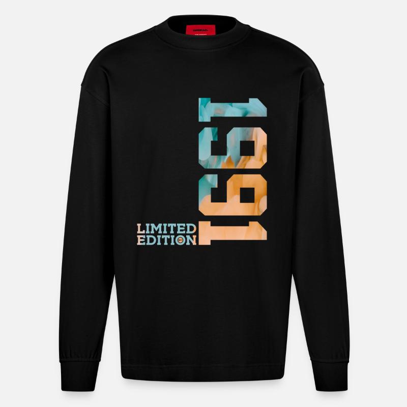35E ANNIVERSAIRE ÉDITION LIMITÉE 1991 - Manches longues bio épais oversize fabriqué en UE - SOLID BLACK