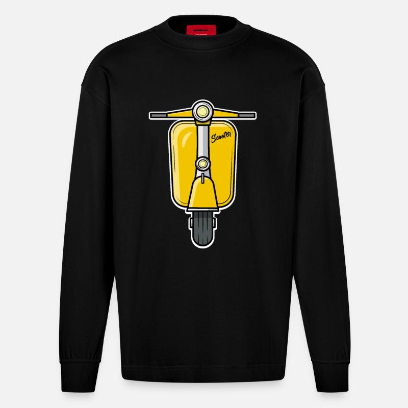 Scooter Motorroller Roller gelb - Heavyweight Oversized Organic Langarmshirt Made in EU - SOLID BLACK