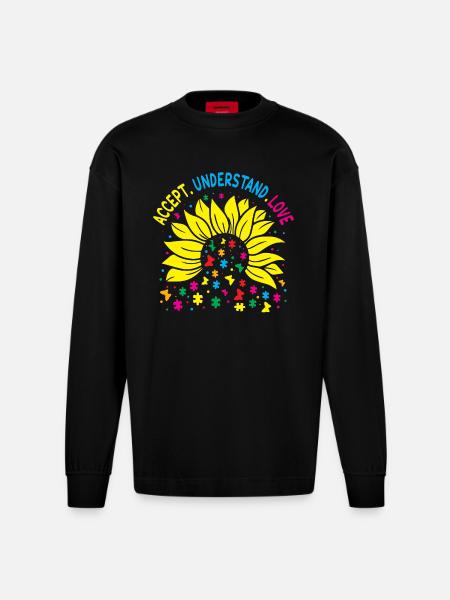 Autism Awareness - Heavyweight Oversized Organic Longsleeve Shirt Made in EU - SOLID BLACK