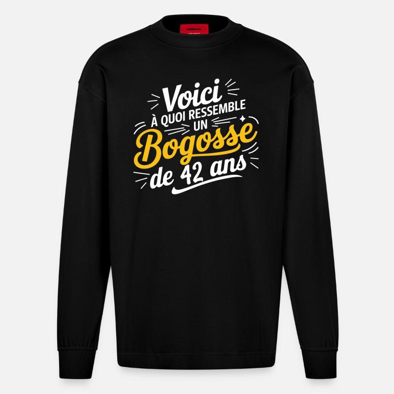 Bogosse de 42 Ans - Manches longues bio épais oversize fabriqué en UE - SOLID BLACK