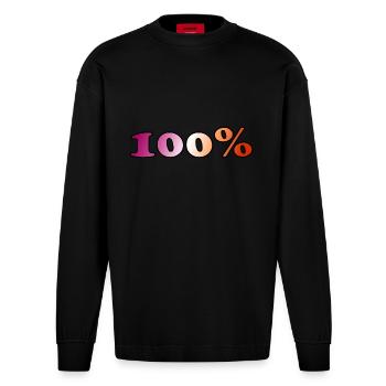 100 Prozent lesbisch - Heavyweight Oversized Organic Langarmshirt Made in EU - SOLID BLACK - Vorne