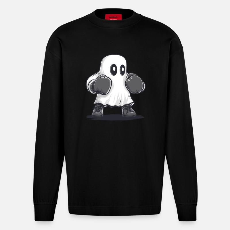 Fantôme de la boxe - Manches longues bio épais oversize fabriqué en UE - SOLID BLACK