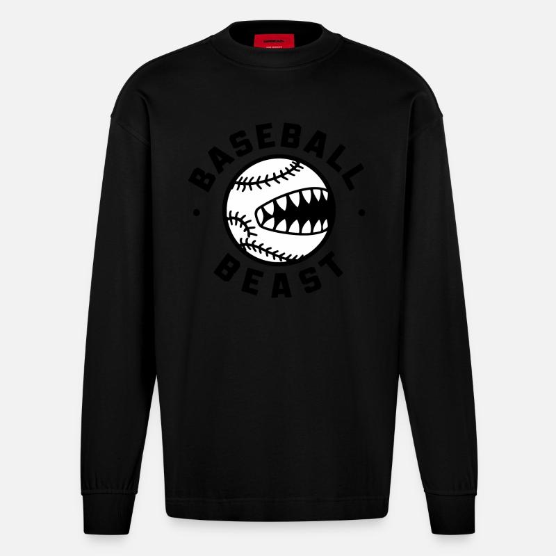 Baseball-Biest - Heavyweight Oversized Organic Langarmshirt Made in EU - SOLID BLACK
