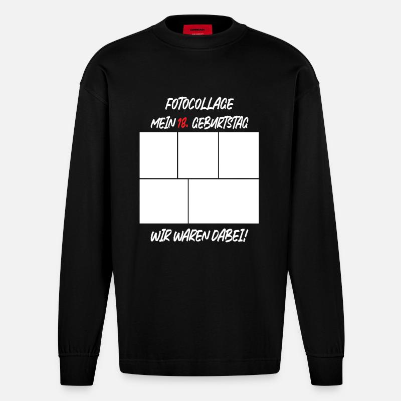 Anniversaire de 18 ans - Manches longues bio épais oversize fabriqué en UE - SOLID BLACK