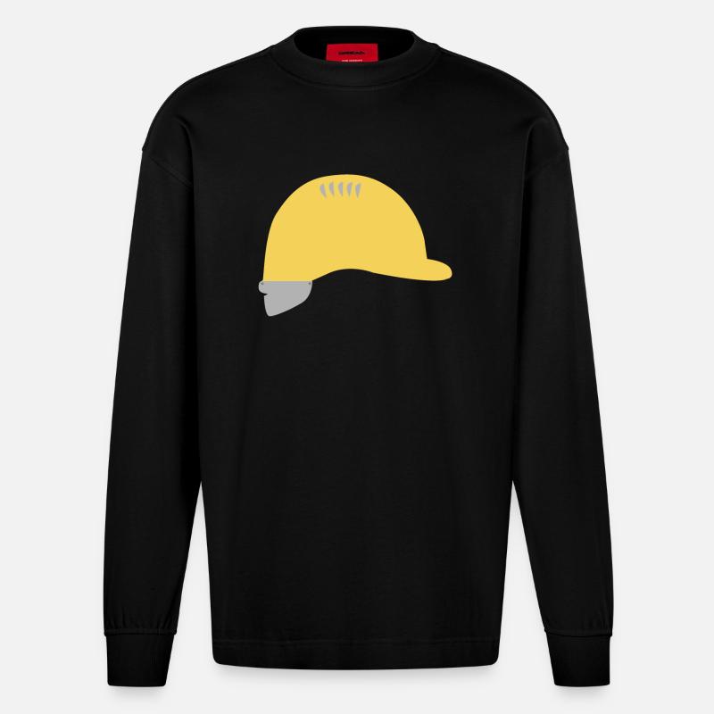 casque de chantier - Manches longues bio épais oversize fabriqué en UE - SOLID BLACK