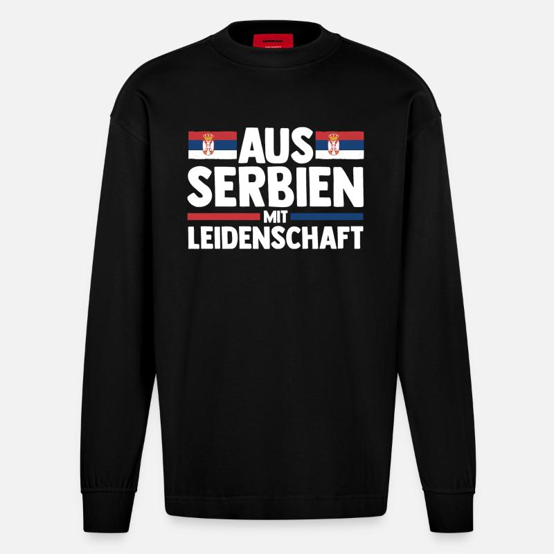 Serben Serbisch Serbien - Heavyweight Oversized Organic Langarmshirt Made in EU - SOLID BLACK