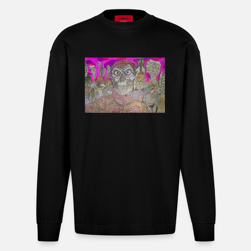 Dead Cities chapter 2 - Heavyweight Oversized Organic Langarmshirt Made in EU - SOLID BLACK
