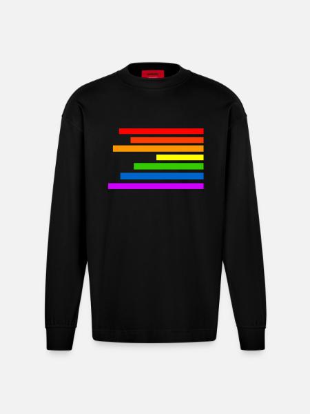 Regenbogen - Heavyweight Oversized Organic Langarmshirt Made in EU - SOLID BLACK