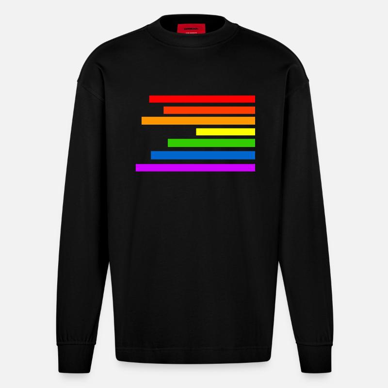 Regenbogen - Heavyweight Oversized Organic Langarmshirt Made in EU - SOLID BLACK