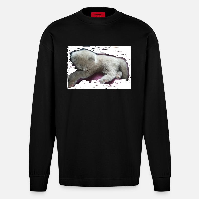 chat - Manches longues bio épais oversize fabriqué en UE - SOLID BLACK