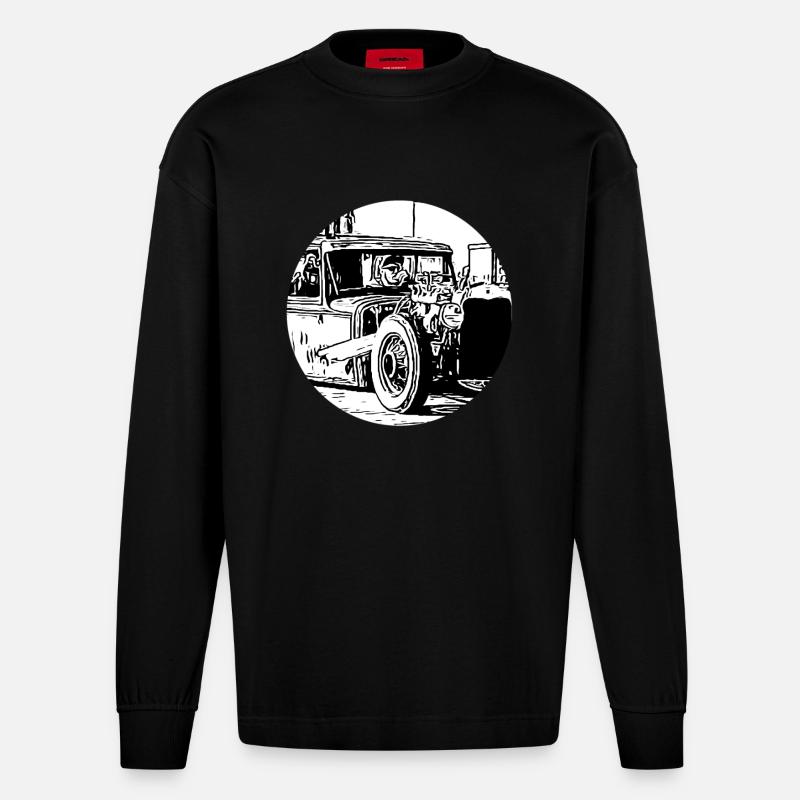 Auto - Heavyweight Oversized Organic Langarmshirt Made in EU - SOLID BLACK