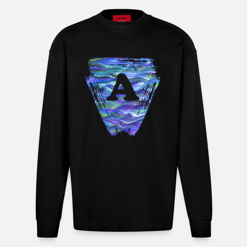 Triangle E 103 A - Manches longues bio épais oversize fabriqué en UE - SOLID BLACK