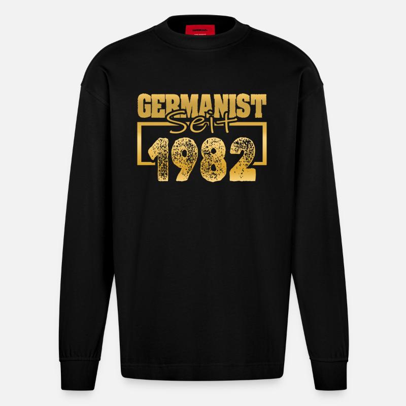 1982 - Heavyweight Oversized Organic Langarmshirt Made in EU - SOLID BLACK