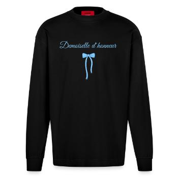 Blue Bow Bridesmaid - Heavyweight Oversized Organic Longsleeve Shirt Made in EU - SOLID BLACK - Front