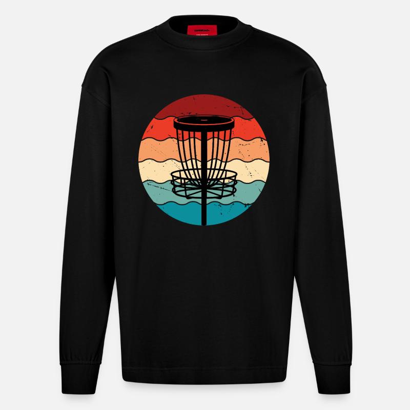Disc Golf - Heavyweight Oversized Organic Langarmshirt Made in EU - SOLID BLACK