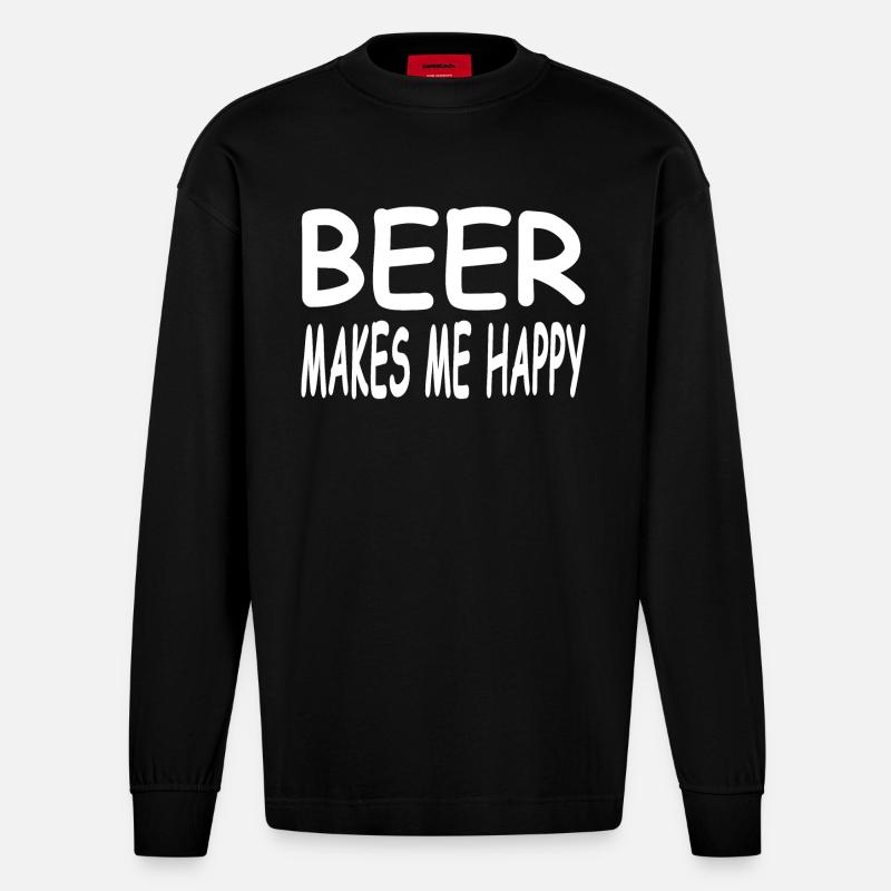 Bier - Heavyweight Oversized Organic Langarmshirt Made in EU - SOLID BLACK