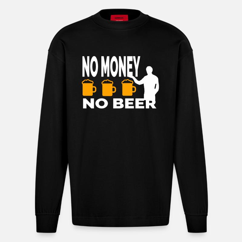 Bier - Heavyweight Oversized Organic Langarmshirt Made in EU - SOLID BLACK