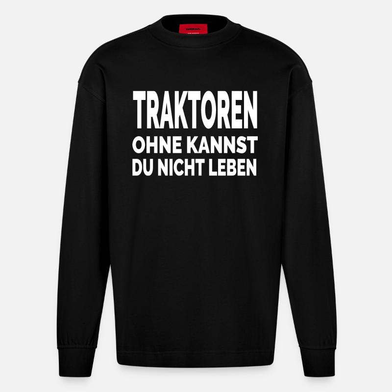 Traktor - Heavyweight Oversized Organic Langarmshirt Made in EU - SOLID BLACK
