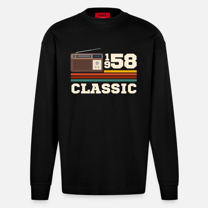 Jubiläum 1958 Retro-Klassiker - Heavyweight Oversized Organic Langarmshirt Made in EU - SOLID BLACK