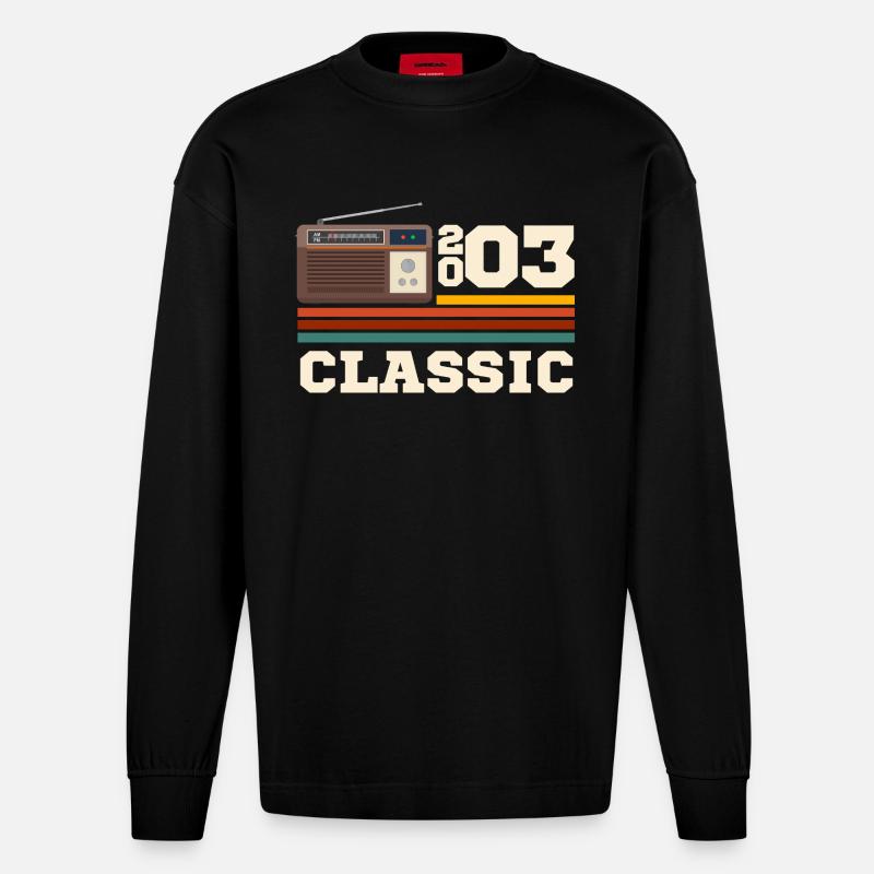 Anniversaire 2003 retro classic - Manches longues bio épais oversize fabriqué en UE - SOLID BLACK